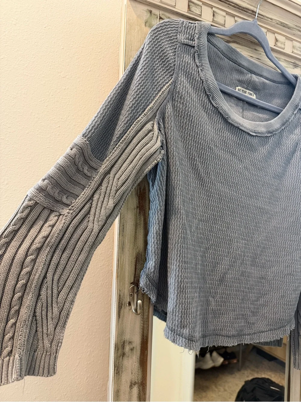 Free People We The Free Light Gray Ribbed Top